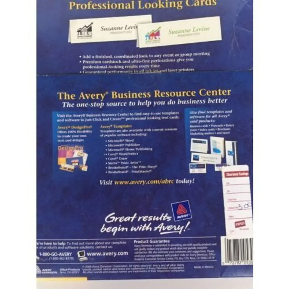 NWT Avery Templates 5305 Medium whiteTent Cards embossed 2.5 x 8 5  - 100 cards